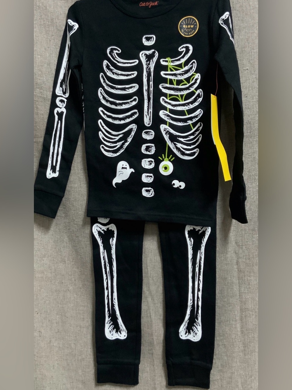 NWT Cat & Jack Black Skeleton Glow Pajama Costume Set size 4